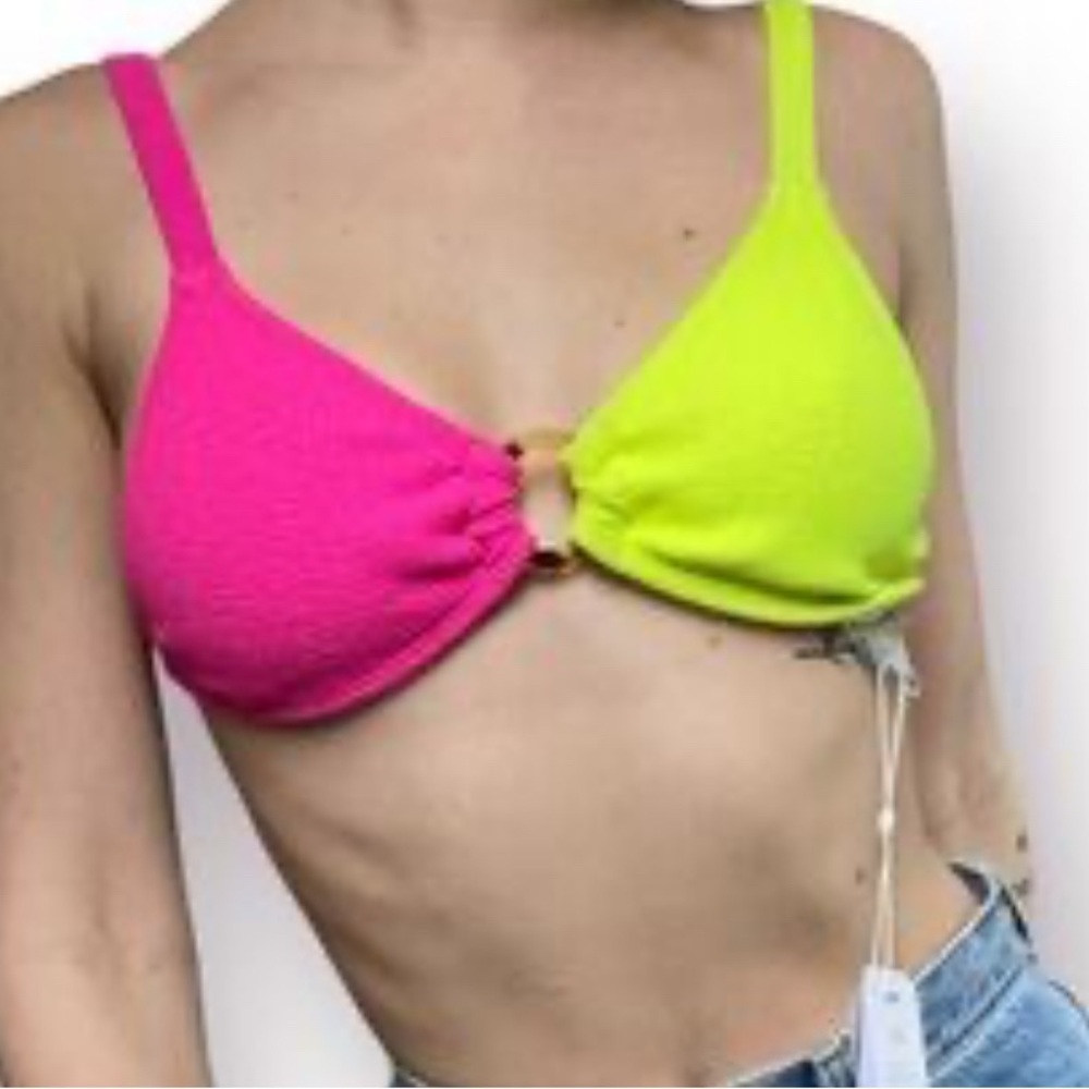 PQ Swim | Pineapple Reef Two Tone Ring Triangle Bikini Top | Swim Top | NWT